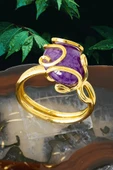 Sertifikalı Rokoko Model Mor Akik Taşı Yüzük - Ayarlamalı thumbnail 1