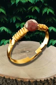 Sertifikalı Kırık Taşlı Gold Model Lal Garnet Granat Taşı Yüzük - Ayarlamalı - 1