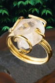 Sertifikalı Gold Rokoko Model Kristal Kuvars Taşı Yüzük - Ayarlamalı thumbnail 1