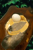 Sertifikalı Kalın Tımbıl Gold Model Sedef Taşı Yüzük - Ayarlamalı - 1