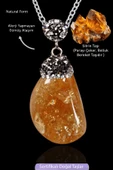 Sertifikalı Zirkon Taşlı Model Ham Sitrin Taşı Doğal Taş Kolye thumbnail 1