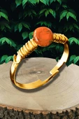 Sertifikalı Kırık Taşlı Gold Model Kırmızı Jasper Taşı Yüzük - Ayarlamalı - 1