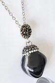 Sertifikalı Ham Zirkon Taşlı Model Siyah Akik Taşı Kolye thumbnail 1