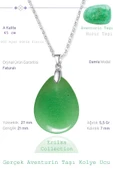 Sertifikalı Damla Model Aventurin Taşı Kolye (Gümüş Aparatlı) - 1