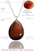 Sertifikalı Damla Model Karnelyan Akik Taşı Kolye - Küçük Boy thumbnail 1