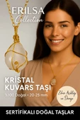 Sertifikalı Doğal Gold Renkli Tel Sargılı Kristal Kuvars Taşı Kolye – Zihin Açıklığı ve Denge Taşı - 1