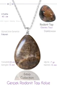 Sertifikalı Damla Model Rodonit Taşı Kolye thumbnail 1