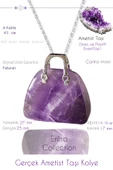 Sertifikalı Çanta Model Ametist Taşı Kolye - 1