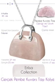 Sertifikalı Çanta Model Pembe Kuvars Taşı Kolye - 1
