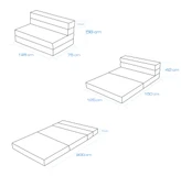 Valeria Katlanır Yatak Olabilen Koltuk Çift Kişilik Bej Çift - 12