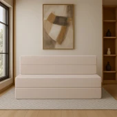 Valeria Katlanır Yatak Olabilen Koltuk Çift Kişilik Bej Çift - 2