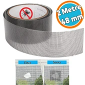 Yapışkanlı Sineklik Tülü Tamir Bandı Yırtık Kopmuş Delik Fiber Tül Yapıştırma 48 mm x 2 Metre Siyah - 1