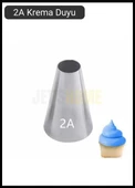 2A Yuvarlak Desen Krema Duyu Büyük Boy Pasta Duyu Paslanmaz Çelik Krema Torbası Ucu 2.4x1.2x3.8 cm - 1