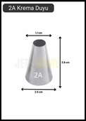 2A Yuvarlak Desen Krema Duyu Büyük Boy Pasta Duyu Paslanmaz Çelik Krema Torbası Ucu 2.4x1.2x3.8 cm - 3