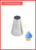 1A Yuvarlak Desen Krema Duyu Büyük Boy Pasta Duyu Paslanmaz Çelik Krema Torbası Ucu 2.5x1.4x3.7 cm - 1