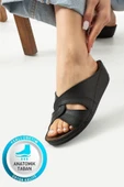 Albishoes Kadın Konfor Modeli Günlük Rahat Kısa Topuklu Anatomik Anne Orta Yaş Genç Ev Içi Terliği - 1