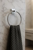 Yapışkanlı Krom 4’lü Banyo & Mutfak Havluluk Seti – WC Kağıtlık, Rulo, Çember & Uzun Havlu Askısı - 2