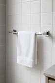Yapışkanlı Krom 4’lü Banyo & Mutfak Havluluk Seti – WC Kağıtlık, Rulo, Çember & Uzun Havlu Askısı - 4