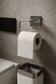 Yapışkanlı Krom 4’lü Banyo & Mutfak Havluluk Seti – WC Kağıtlık, Rulo, Çember & Uzun Havlu Askısı - 5