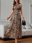 Lucky Life Kadın Omuzlardan Açık Boyundan çapraz Bağlama Detaylı Süprem Elbise thumbnail 11