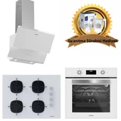 Silverline Beyaz Cam Ankastre Set 3490 - CS5665W01 65Cm Ocak - BO6502W02 - 1