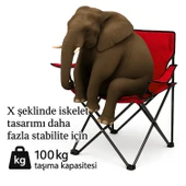2 Adet Katlanır Kamp Sandalyesi - Piknik Plaj Sandalyesi - (DY.001) - Kırmızı - Taşıma Çantalı - 4