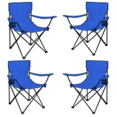 4 Adet Katlanır Kamp Sandalyesi - Piknik Plaj Sandalyesi - (DY.001) - Mavi - Taşıma Çantalı thumbnail 1