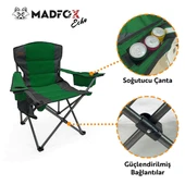 Katlanır Kamp Piknik Sandalyesi - Madfox Echo - Bardaklıklı - Yeşil - 547288 - Taşıma Çantalı thumbnail 5