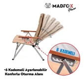 Katlanır Kamp Piknik Sandalyesi - Madfox Haven - 6 Kademeli - Bej - 547282 - Taşıma Çantalı thumbnail 8