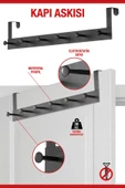 Pratik ve Şık 6'lı Metal Kapı Arkası Askısı - 30 kg Taşıma Kapasitesi, Siyah, 46.5 cm Uzunluk thumbnail 1