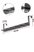 Pratik ve Şık 6'lı Metal Kapı Arkası Askısı - 30 kg Taşıma Kapasitesi, Siyah, 46.5 cm Uzunluk thumbnail 2