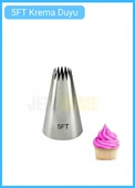 5FT Açık Yıldız Desen Krema Duyu Büyük Boy Pasta Duyu Paslanmaz Çelik Krema Torbası Ucu 3.0x1.4x4.8 cm - 1
