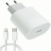 Apple Uyumlu 20W Şarj Adaptorü Type-C Başlık + Type C to Lightning Kablo- Yüksek Kalite - 20W Power Adapter - 1