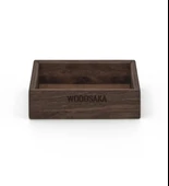 Woodsaka Gobi Not Kağıdı Kutusu ve Ataçlık - Ceviz - 12.4cm x 12.4cm x 3cm - 2