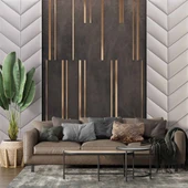 3D Gri ve Kahverengi Panel Duvar Kağıdı Baskı thumbnail 1