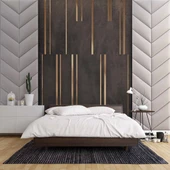 3D Gri ve Kahverengi Panel Duvar Kağıdı Baskı thumbnail 2