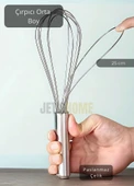 Çelik Çırpıcı Orta Boy Yumurta Çırpıcı Kek Çırpıcı Çorba Çırpıcısı 25 cm - 2