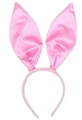 Pembe Renk Saten Kaplama Şekil Verilebilir Tavşan Kulak Taç 35x11 cm - 2