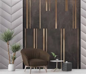 3D Gri ve Kahverengi Panel Duvar Kağıdı Baskı thumbnail 6