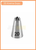 2D Kapalı Yıldız Desen Krema Duyu Büyük Boy Pasta Duyu Paslanmaz Çelik Krema Torbası Ucu 2.5x1.3x4.4 cm - 2