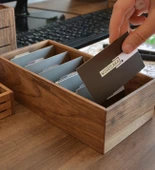 Woodsaka Gobi Kartvizit Organizer - Ceviz - 26cm x 10.4cm x 6cm - 4