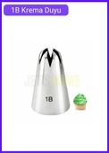 1B Kapalı Yıldız Desen Krema Duyu Büyük Boy Pasta Duyu Paslanmaz Çelik Krema Torbası Ucu 3.0x1.7x4.7 cm - 1