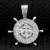 Çapa Dümen Tasarımlı Cevşeni Kebir Dua Yazılı 925 Ayar Gümüş Kolye Ucu thumbnail 2