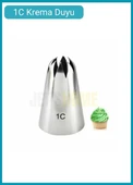 1C Kapalı Yıldız Desen Krema Duyu Büyük Boy Pasta Duyu Paslanmaz Çelik Krema Torbası Ucu 3.0x1.8x4.6 cm - 1