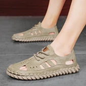 Erkek Yazlık El Yapımı Deri Sandalet (Siyah) thumbnail 12