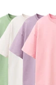 Kız Çocuk Basic 4'lü T-Shirt(Pembe-Beyaz-Lila-Mint) thumbnail 8