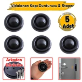 5'li Vidalanan Siyah Silikon Kapı Stoperi Tamponu Vidalı Kapı Arkası Koruyucu Kolu Durdurucu Tutucu - 1