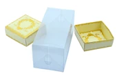 Hediyelik Alt Üst Karton Kapak Krem Gold Varaklı Arası Asetat Kutu (8CMX8CMX16.5CM) - 2