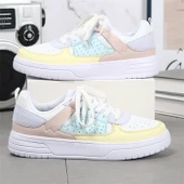 Unisex Kalın Taban Spor Ayakkabı (Beyaz - Sarı - Ay) thumbnail 7