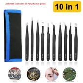 Antistatik Cımbız Seti 10 Parça Kumaş Çantalı - 1